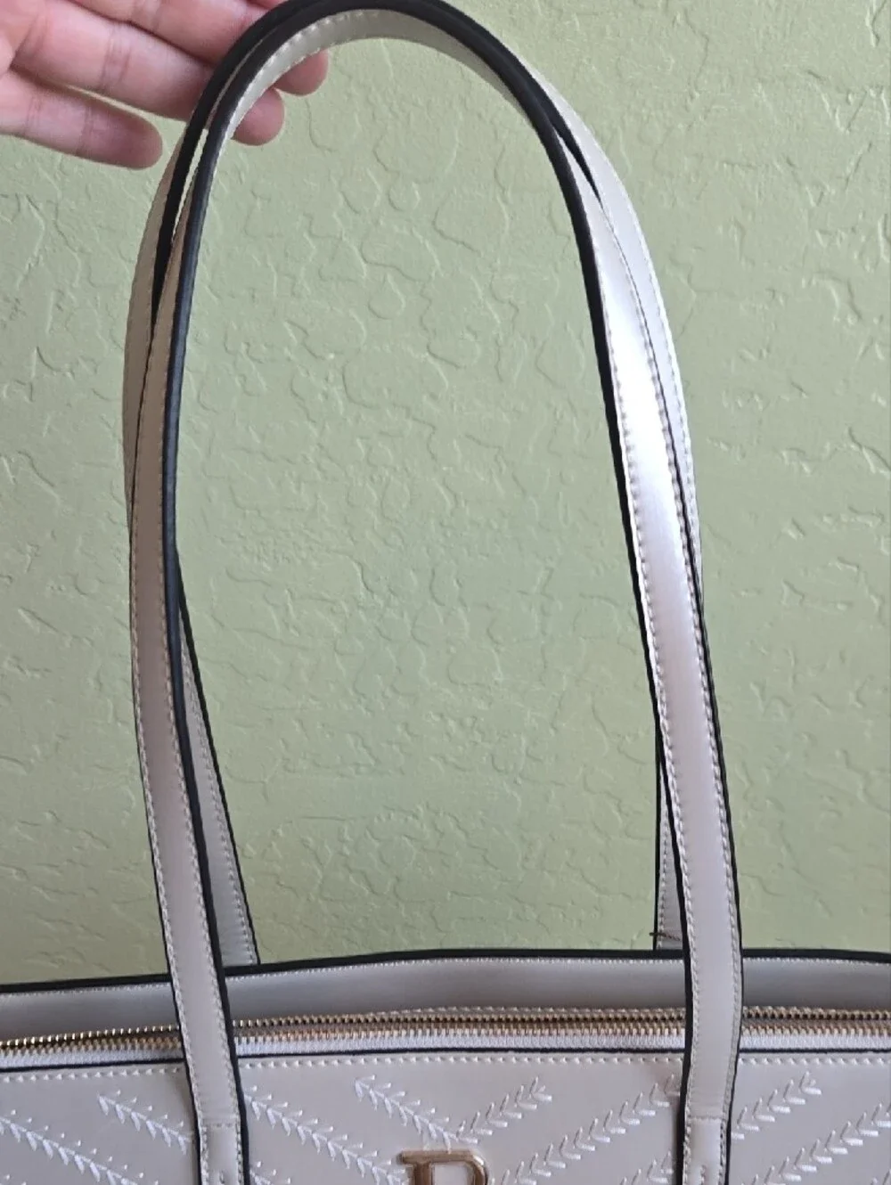 Silver Chevron Embossed Work Tote Bag NWT Large Shoulder Purse Brangio Italy NWT